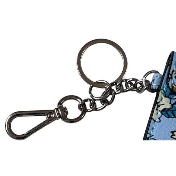NWT Steve Madden Card Case Wallet  Pretty Floral On Blue Print Key Chain Snap - Picture 4 of 7